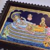 Ranganathar Tanjore Painting with Frame 23x19 Inches 22K Gold Foils Shiny Crystal Rhinestones Quality Frame Indian Art Gift Ready to Ship