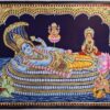 Ranganathar Tanjore Painting with Frame 23x19 Inches 22K Gold Foils Shiny Crystal Rhinestones Quality Frame Indian Art Gift Ready to Ship