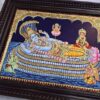 Ranganathar Tanjore Painting with Frame 23x19 Inches 22K Gold Foils Shiny Crystal Rhinestones Quality Frame Indian Art Gift Ready to Ship