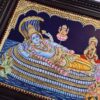 Ranganathar Tanjore Painting with Frame 23x19 Inches 22K Gold Foils Shiny Crystal Rhinestones Quality Frame Indian Art Gift Ready to Ship