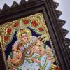 Tanjore Painting Saraswathi with Frame 22K Gold Foils Teakwood Framed Painting 13x11 Inch Housewarming Gift Pooja Room Décor Ready to Ship