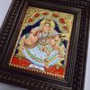 Tanjore Painting Saraswathi with Frame 22K Gold Foils Teakwood Framed Painting 13x11 Inch Housewarming Gift Pooja Room Décor Ready to Ship