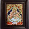 Tanjore Painting Saraswathi with Frame 22K Gold Foils Teakwood Framed Painting 13x11 Inch Housewarming Gift Pooja Room Décor Ready to Ship