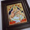 Tanjore Painting Saraswathi with Frame 22K Gold Foils Teakwood Framed Painting 13x11 Inch Housewarming Gift Pooja Room Décor Ready to Ship