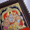 Tanjore Painting Shiva Family 18" x 15" 22K Gold Foil Teakwood Framed Pooja Room Décor Indian Artwork Gift Size Ready to Ship