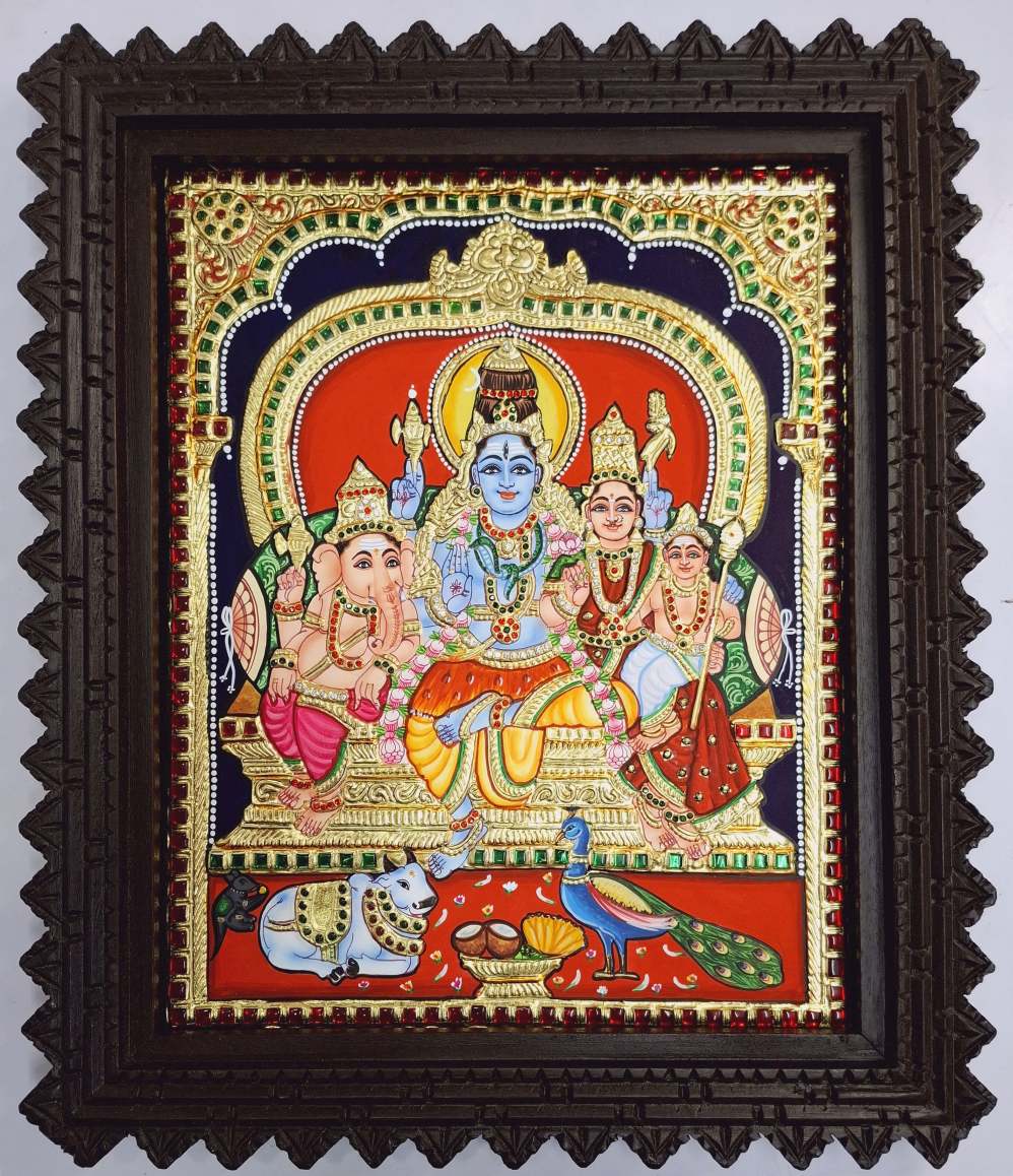 Tanjore Painting Shiva family