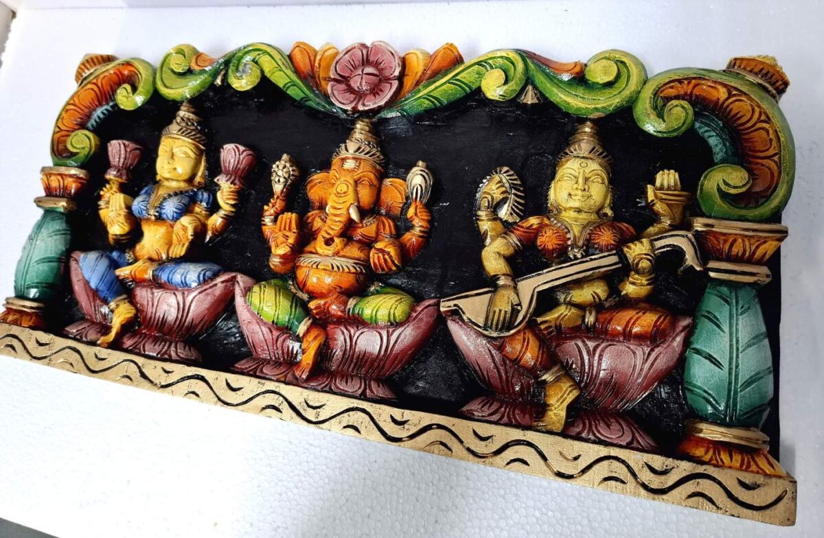 Wooden Ganesha wall Panel