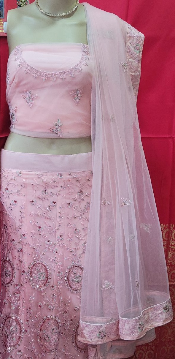Saradha Lotus Pink Color Lehenga Choli With Zari and Stone works