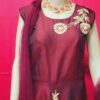 Myraa Maroon Color Long Gown Dress With Zari Embroidery Works