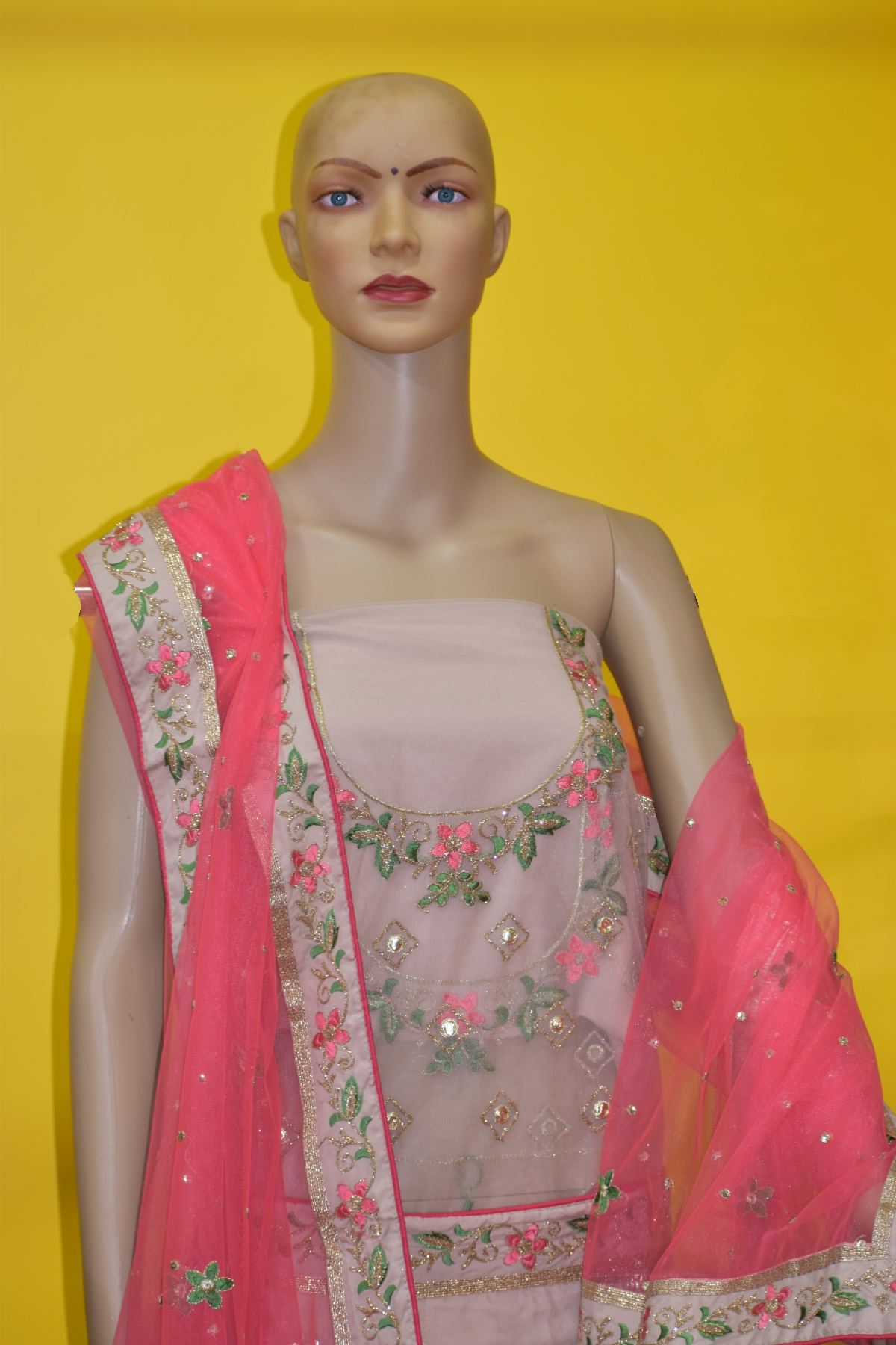 Dharmini Lotus Rose and Beige colored Combination Lehenga Choli With Zari and Stone works