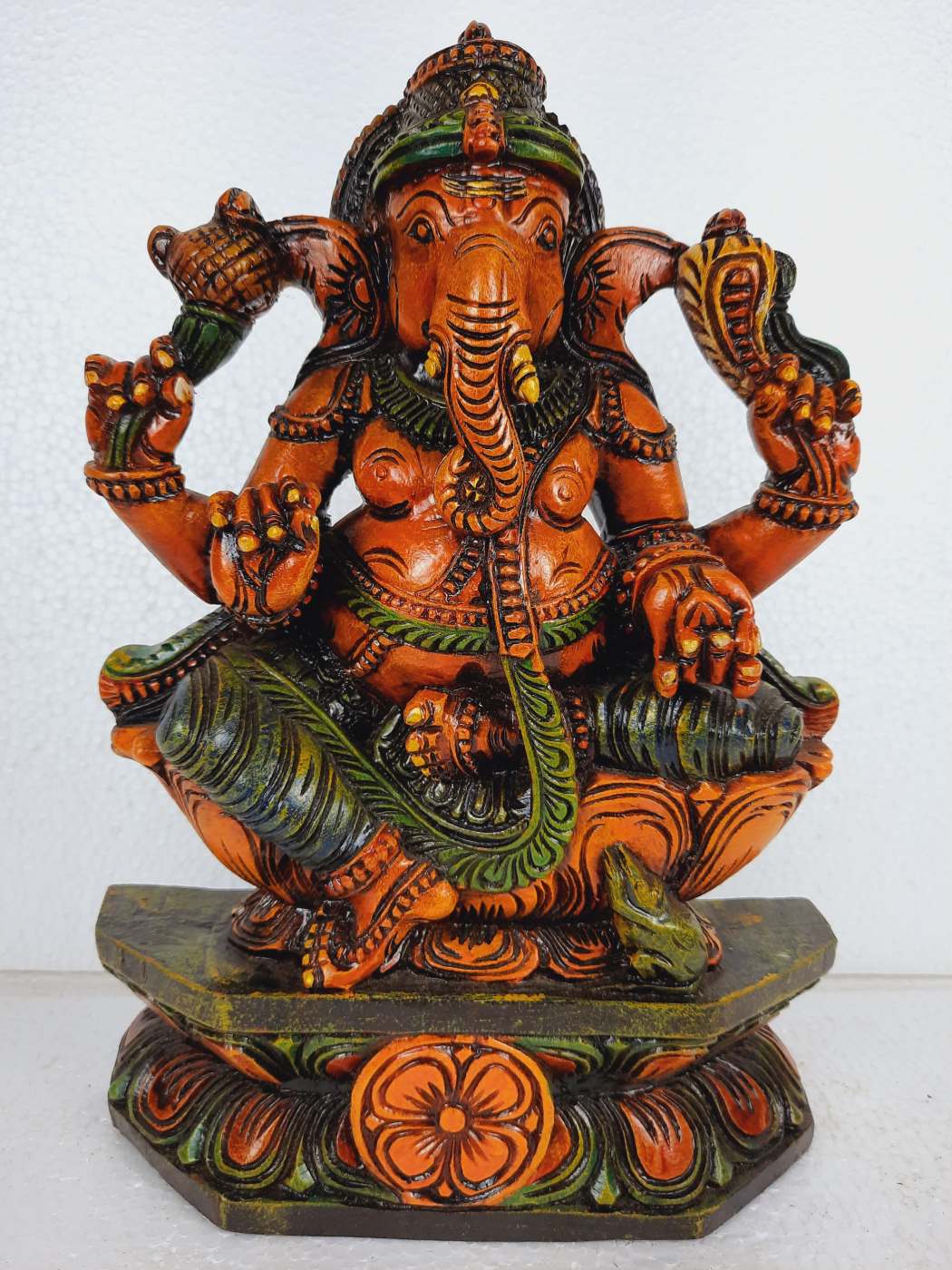 Wood Carved Ganesha Idol