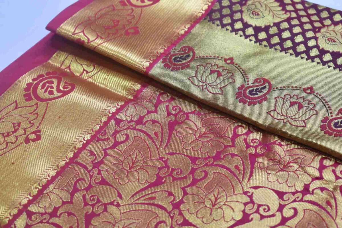 Bangalori Silk Saree Dark Brown with Red Border