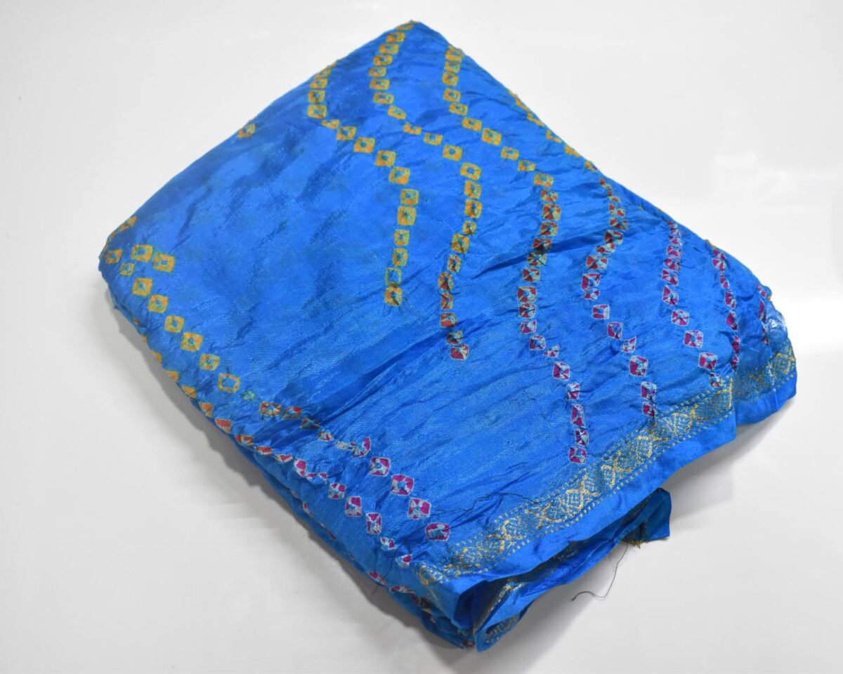 Jaipur Bandhani Saree in Full Blue color with zari border