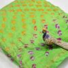 JL_JBS_GP-01 Jaipur Bandhani Saree in green color body with zari border, pink blouse attached (1) Jaipur Bandhani Saree in green color body with zari border, pink blouse attached