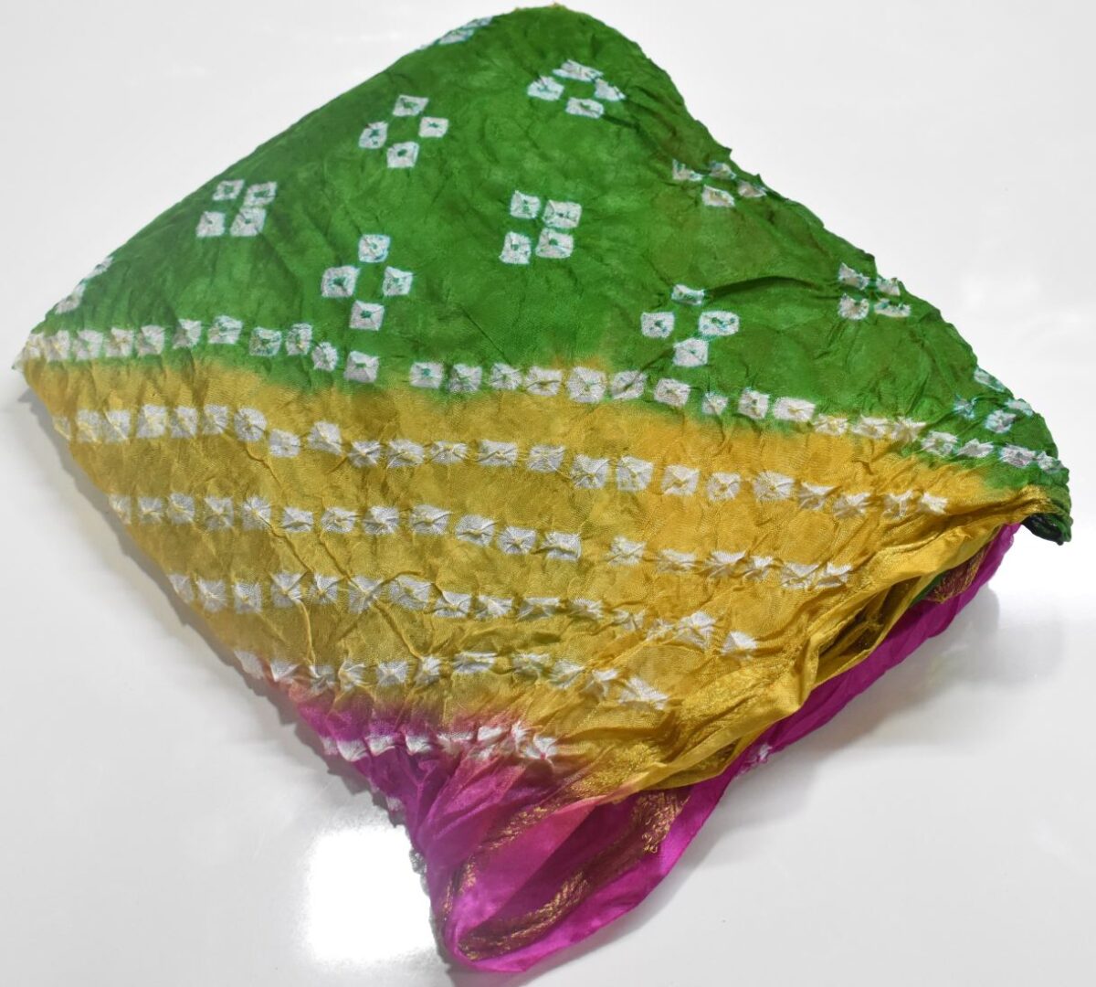 Jaipur Bandhani Saree in Multi color with zari border