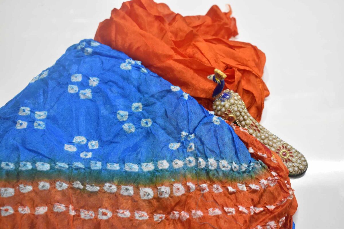 Jaipur Bandhani Saree in Multi color with zari border