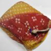 Jaipur Bandhani Saree in yellow body color with red border