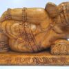 Wooden Ganesha Reclining Handmade 21 Inch Wood Ganesh Sculpture Antique Finish Good Luck Gift for New Beginnings Ready to Ship