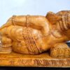 Wooden Ganesha Reclining Handmade 21 Inch Wood Ganesh Sculpture Antique Finish Good Luck Gift for New Beginnings Ready to Ship