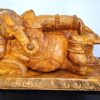 Wooden Ganesha Reclining Handmade 21 Inch Wood Ganesh Sculpture Antique Finish Good Luck Gift for New Beginnings Ready to Ship