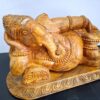 Wooden Ganesha Reclining Handmade 21 Inch Wood Ganesh Sculpture Antique Finish Good Luck Gift for New Beginnings Ready to Ship