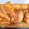 Wooden Ganesha Reclining Handmade 21 Inch Wood Ganesh Sculpture Antique Finish Good Luck Gift for New Beginnings Ready to Ship