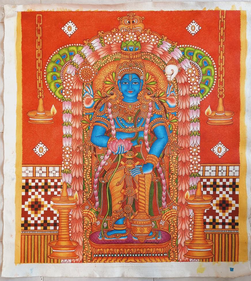Maha Vishnu Kerala Mural Painting