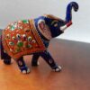 Meenakari Metal Elephant 3.5 Inch/ Elephant Trunk up Showpiece for Home