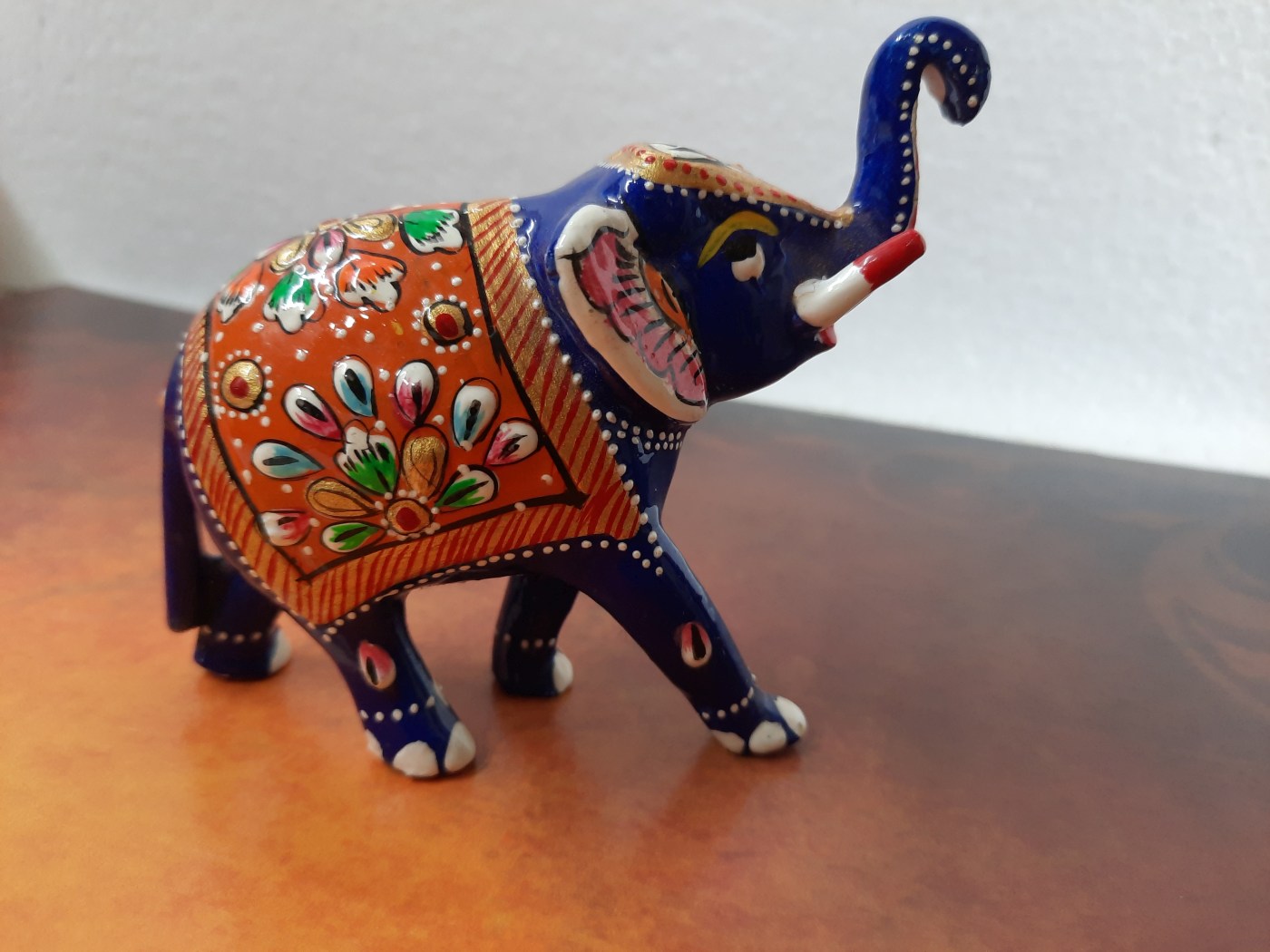 Meenakari Metal Elephant 3.5 Inch/ Elephant Trunk up Showpiece for Home