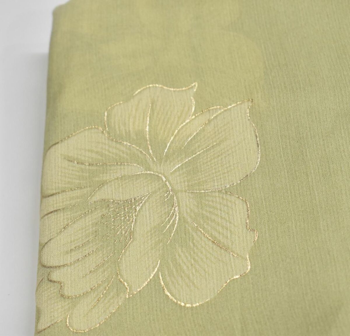 Crepe Silk Saree Light Moss Green Color