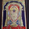 Balaji Tanjore Painting with Teak Wood Frame 22K Gold Foil Indian Artwork Gift Size 18x15 inches Ready to Ship