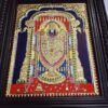 Balaji Tanjore Painting with Teak Wood Frame 22K Gold Foil Indian Artwork Gift Size 18x15 inches Ready to Ship