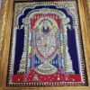 Balaji Tanjore Painting with Teak Wood Frame 22K Gold Foil Indian Artwork Gift Size 18x15 inches Ready to Ship