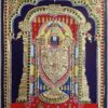 Balaji Tanjore Painting with Teak Wood Frame 22K Gold Foil Indian Artwork Gift Size 18x15 inches Ready to Ship