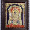 Balaji Tanjore Painting with Teak Wood Frame 22K Gold Foil Indian Artwork Gift Size 18x15 inches Ready to Ship