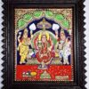 Handmade Tanjore painting of Lalitha Devi with 22Ct gold foil, Jaipur stones, and Chettinadu teakwood frame, 18x15 inch, traditional Thanjavur art