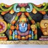 18-inch multicolor hand-painted Balaji wooden wall panel – South Indian handmade bust carving for home temple or spiritual décor.