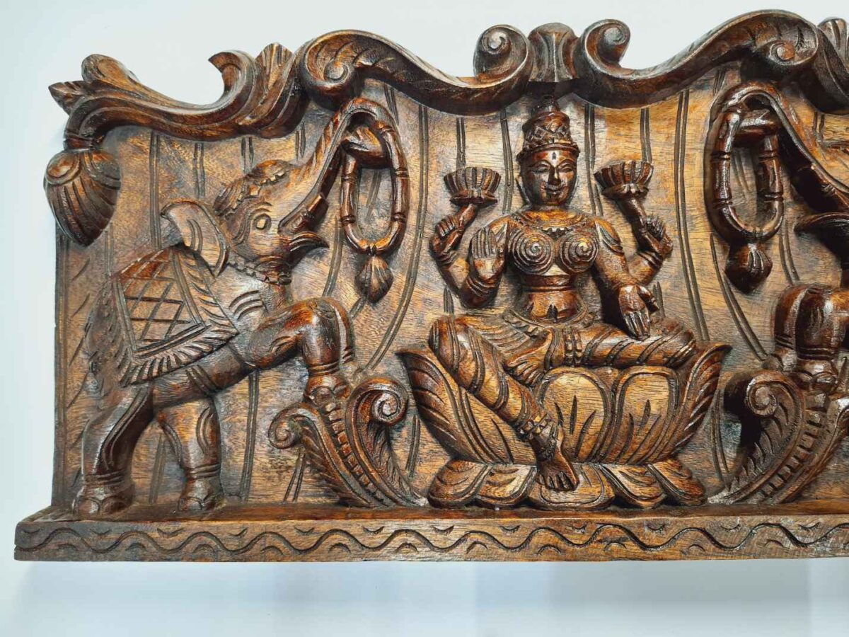 Wood Gajalakshmi Wall Panel
