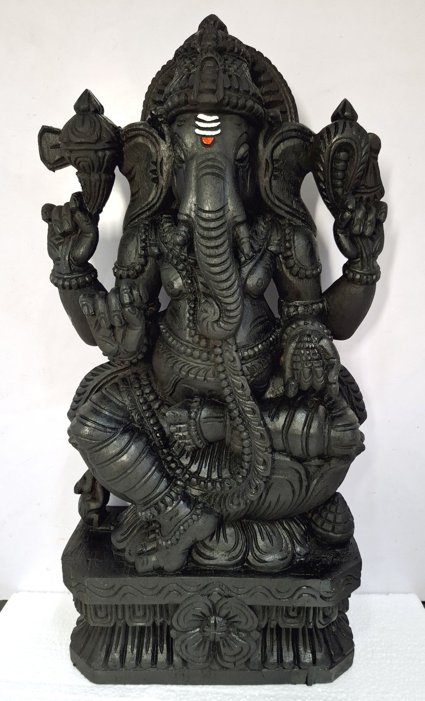 Wooden Ganesha Sculpture