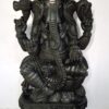 Wooden Ganesha Sculpture 24", Wood Hand Carved Ganesh Large Idol, Vinayakar, Brown Finished, Pooja Room Décor, Temple Carving, Ready to Ship