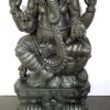 Wooden Ganesha Sculpture 24", Wood Hand Carved Ganesh Large Idol, Vinayakar, Brown Finished, Pooja Room Décor, Temple Carving, Ready to Ship