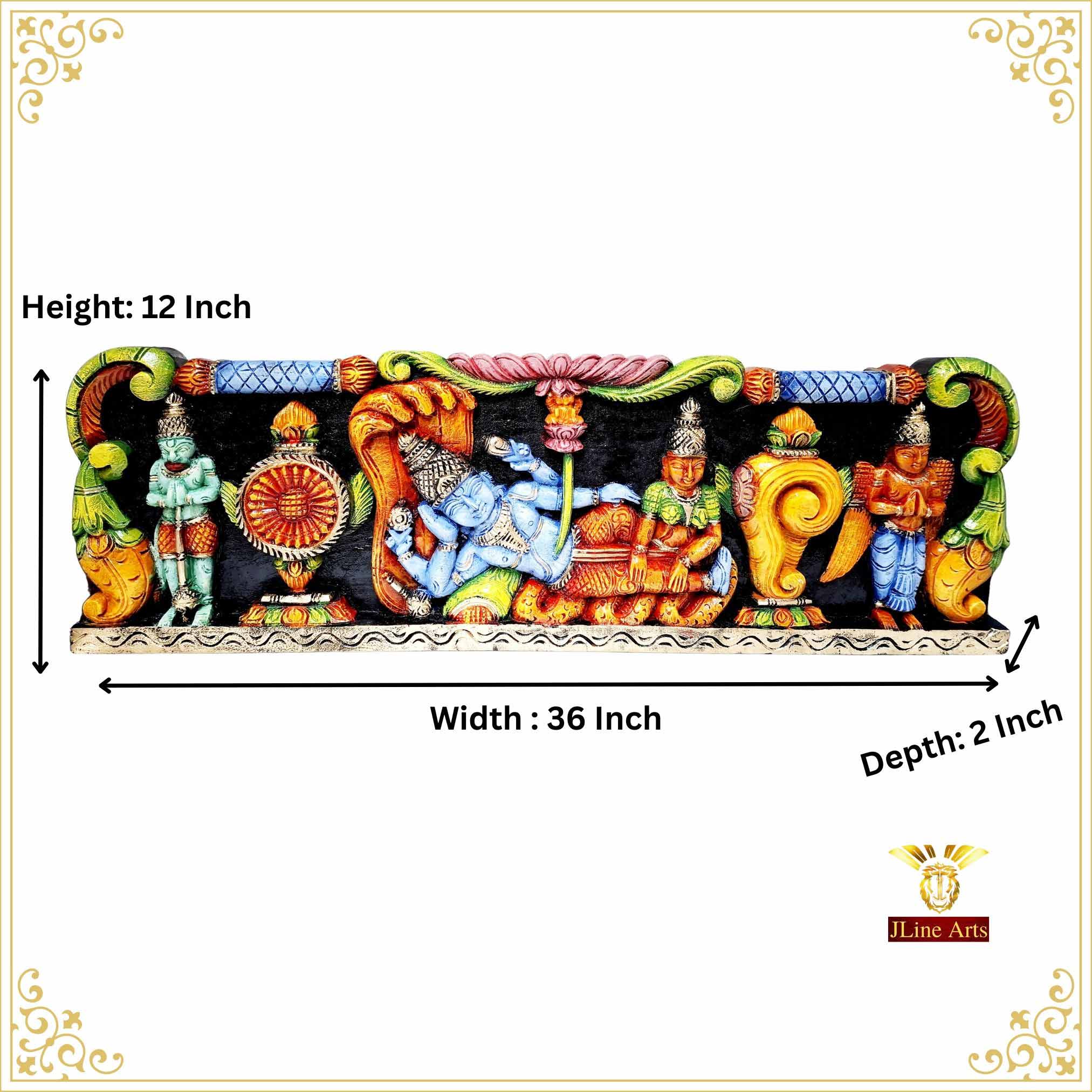 wooden ranganatha vishnu wall panel