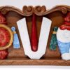 Handcrafted Wooden Wall Panel Shanku Chakra Naamam | 24 Inch Solid Wood Balaji Symbol | South Indian Temple Doorway & Pooja Room Décor