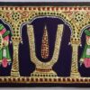 Sanku Chakra Namam Tanjore Painting - 22 Carat Gold Foils with Wall Hanging (42 cm x 20 cm) with Teakwood Frame