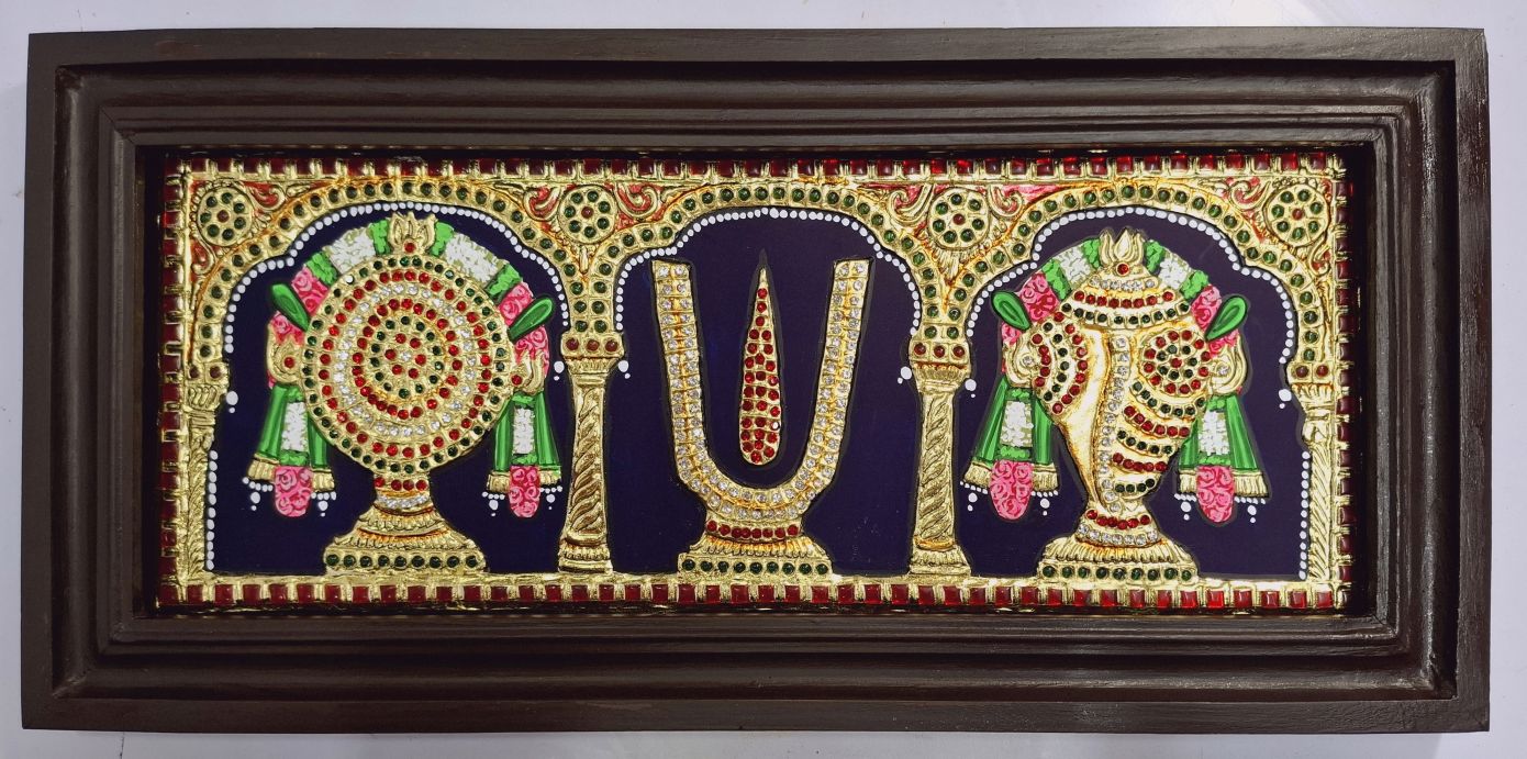 Sanku Chakra Namam Tanjore Painting