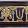 Sanku Chakra Namam Tanjore Painting - 22 Carat Gold Foils with Wall Hanging (42 cm x 20 cm) with Teakwood Frame