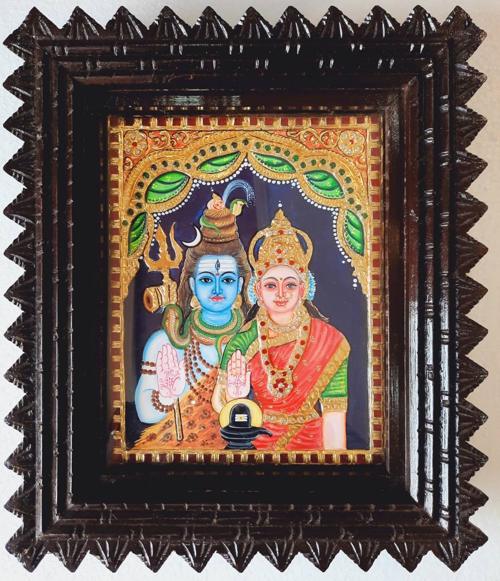 Shiva Parvathi Tanjore Painting | Buy Original Tanjore Painting ...