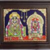 Annamalai Unnamalai Tanjore Painting with Teak Wood Frame 22K Gold Foil Indian Artwork 18x15 Inch Gift Size Ready to Ship