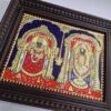 Tanjore Painting Balaji Padmavathi Thaayar - 15x18 inches Framed Décor with Gold Foils - Indian Artwork Gift for Pooja Room, Ready to Ship