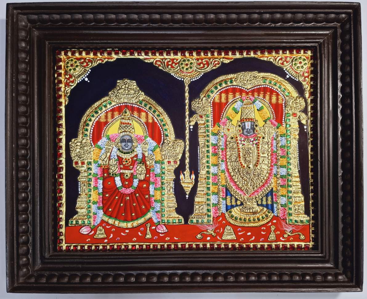 Tanjore Painting Balaji Padmavathi Thaayar